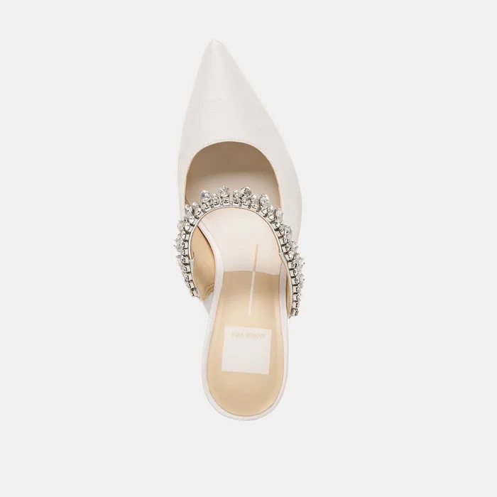 Keli Crystal White Satin Heels — view 12