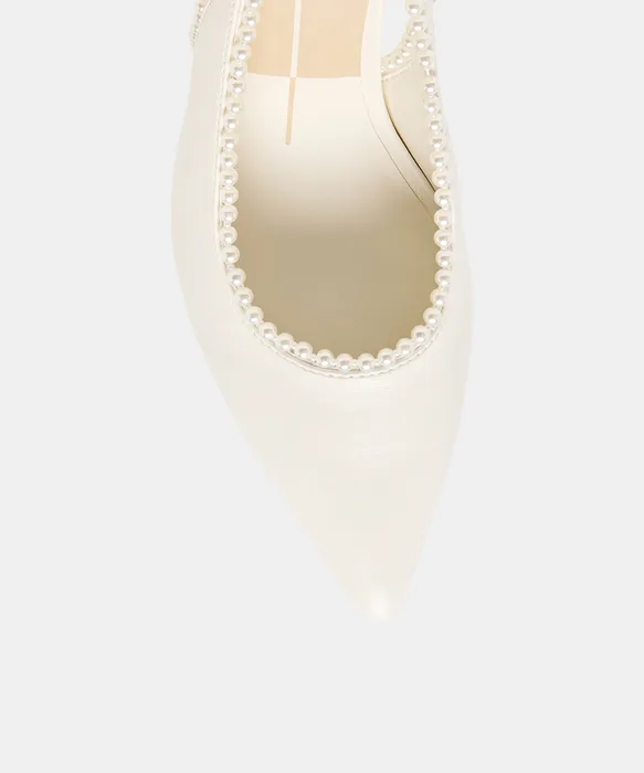 Kelson Pearl True White Leather Heels — view 4