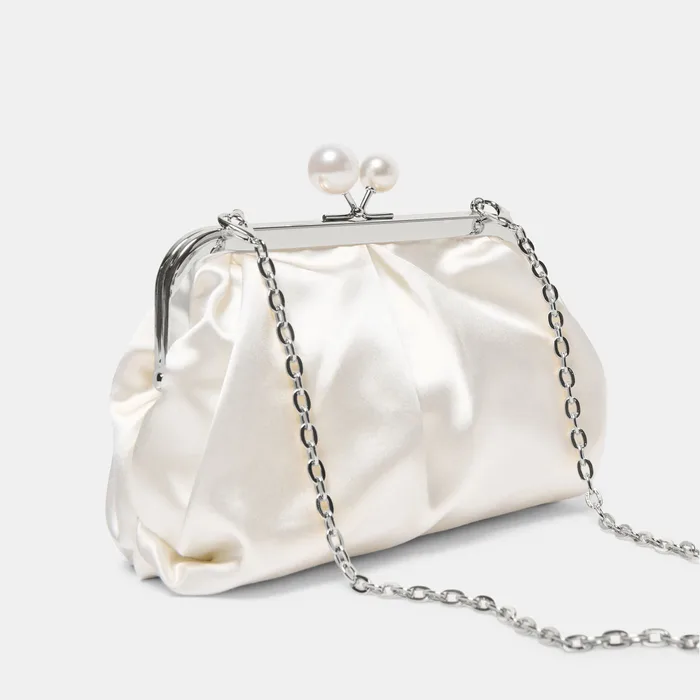 Kendall White Satin Clutch — view 4