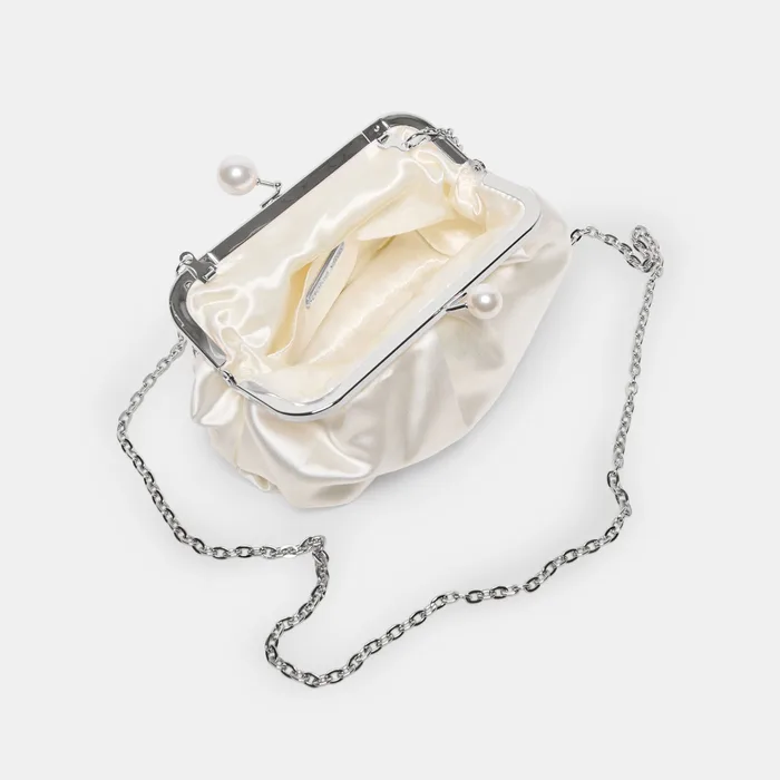 Kendall White Satin Clutch — view 9