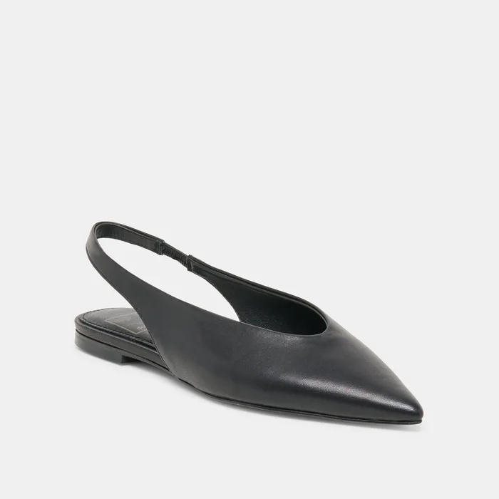 Kendle Black Leather Flats — view 3