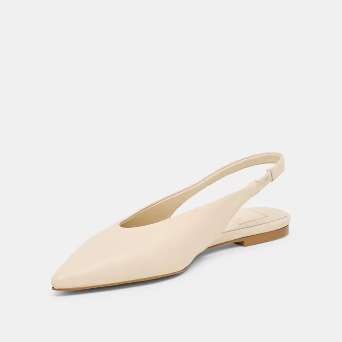 Kendle White Leather Flats — view 5