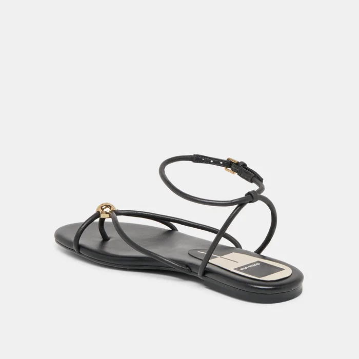 Kenley Black Leather Sandals — view 6