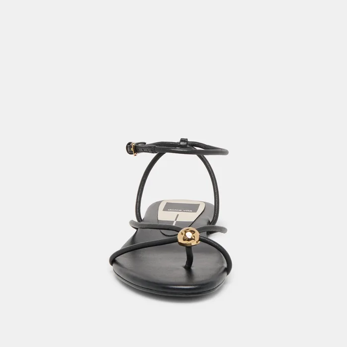 Kenley Black Leather Sandals — view 7