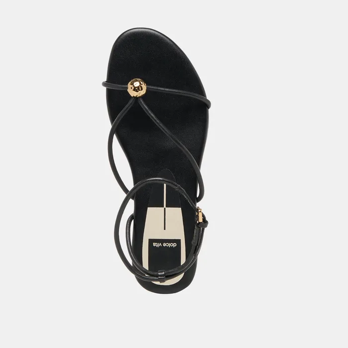 Kenley Black Leather Sandals — view 9