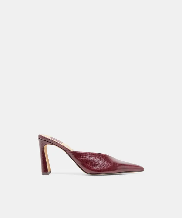 KENTIN Cranberry Leather Closed-Toe Heels — view 2