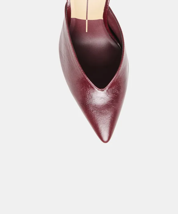 KENTIN Cranberry Leather Closed-Toe Heels — view 4