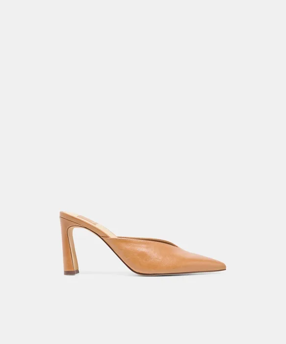 KENTIN Tan Leather Closed-Toe Heels — view 2