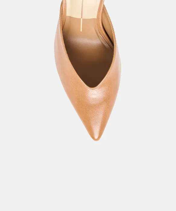 KENTIN Tan Leather Closed-Toe Heels — view 4