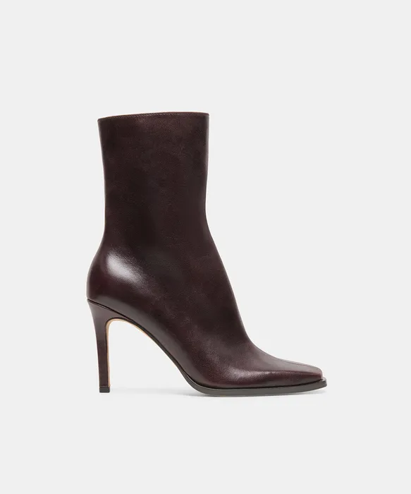 KIMI Blackberry Leather Stiletto Heeled Booties — view 2