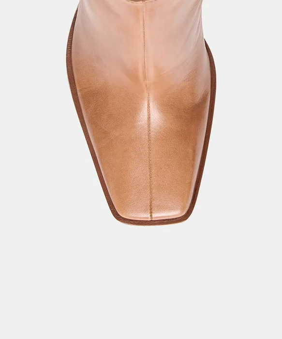 KIMI Tan Leather Stiletto Heeled Booties — view 4