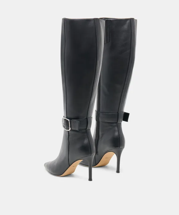 KINZY WIDE CALF BOOTS BLACK LEATHER