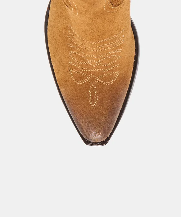 KLYDE Cognac Suede Block Heel Ankle Boots — view 4