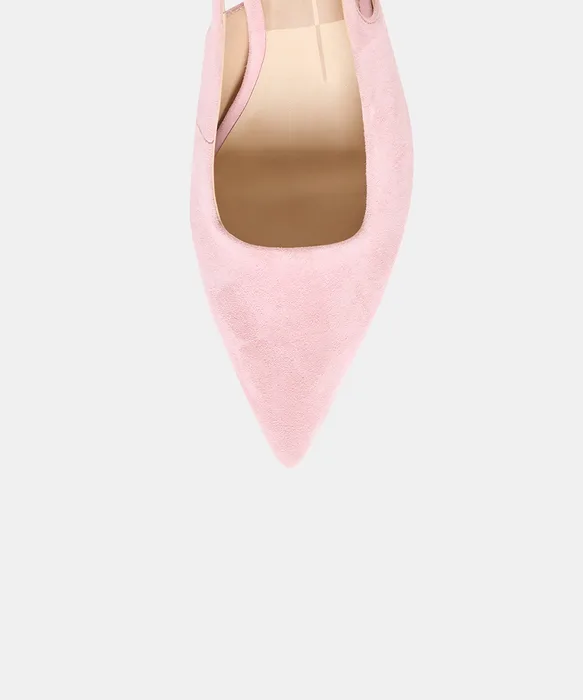 KOKO Pink Suede Slingback Closed-Toe Mid Heels — view 4