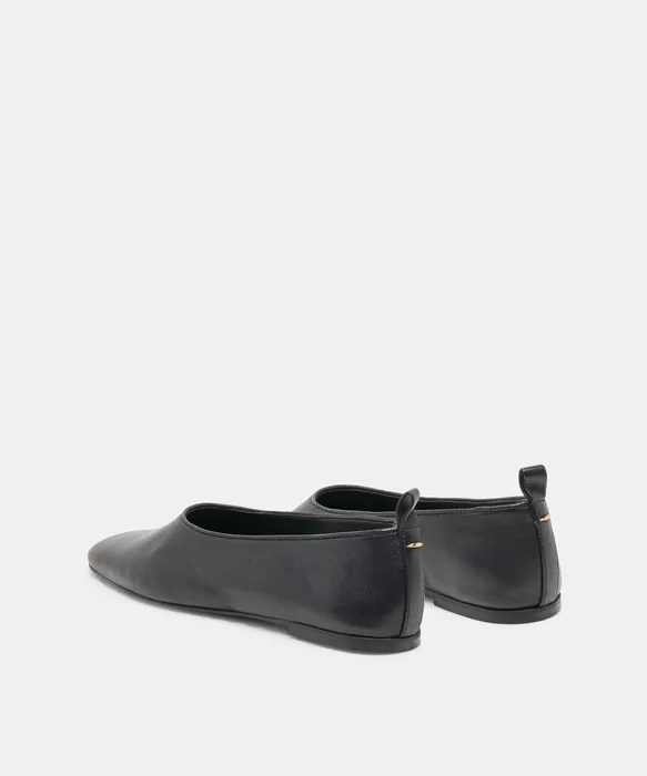 KORY BALLET FLATS BLACK LEATHER