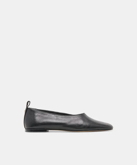 KORY Black Leather Ballet Flats — view 2