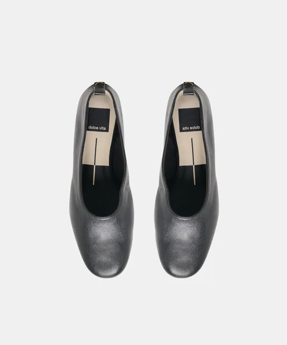 KORY Black Leather Ballet Flats — view 4