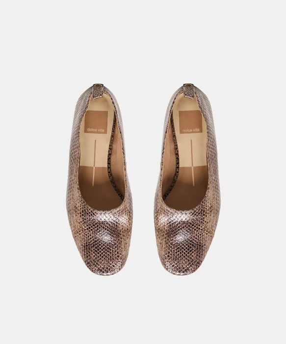 KORY Snake Tan Embossed Leather Ballet Flats — view 4