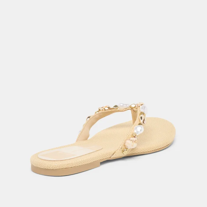 KYSHA Lt Natural Raffia Shell Flip-Flop Sandals — view 6