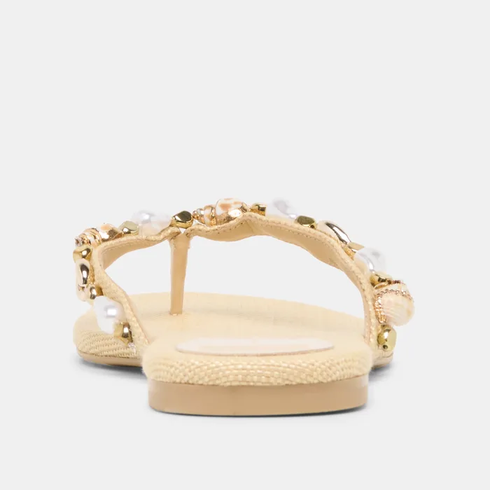 KYSHA Lt Natural Raffia Shell Flip-Flop Sandals — view 10