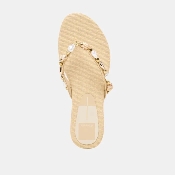 KYSHA Lt Natural Raffia Shell Flip-Flop Sandals — view 11