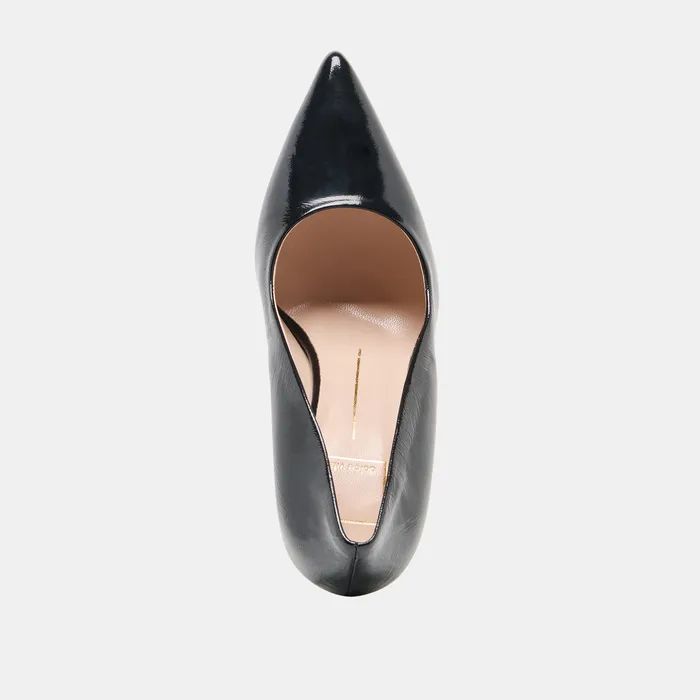 LANKY Black Leather Closed-Toe Pump Stiletto Heels — view 9