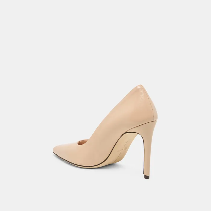 LANKY Tan Leather Closed-Toe Pump Stiletto Heels — view 6