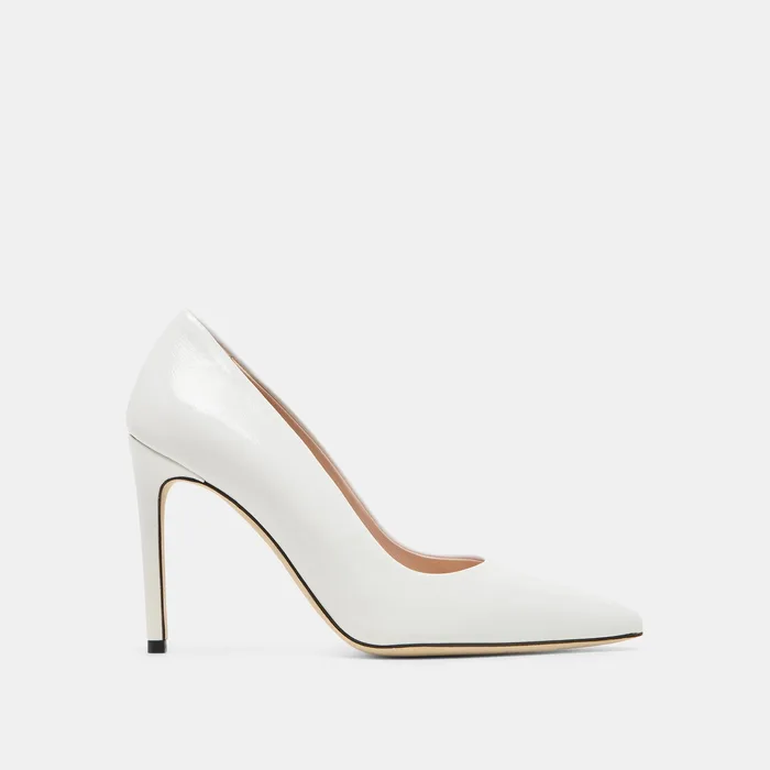LANKY White Leather Closed-Toe Pump Stiletto Heels — view 2