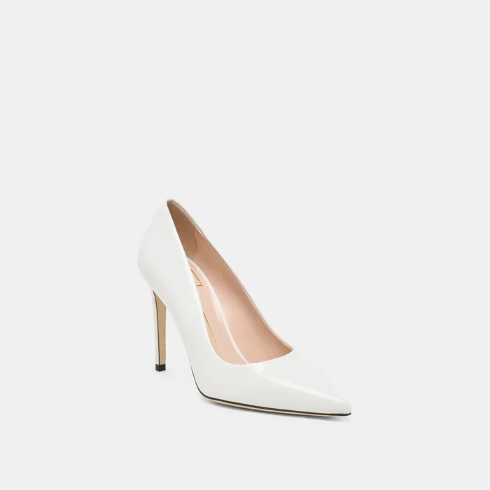 LANKY White Leather Closed-Toe Pump Stiletto Heels — view 3