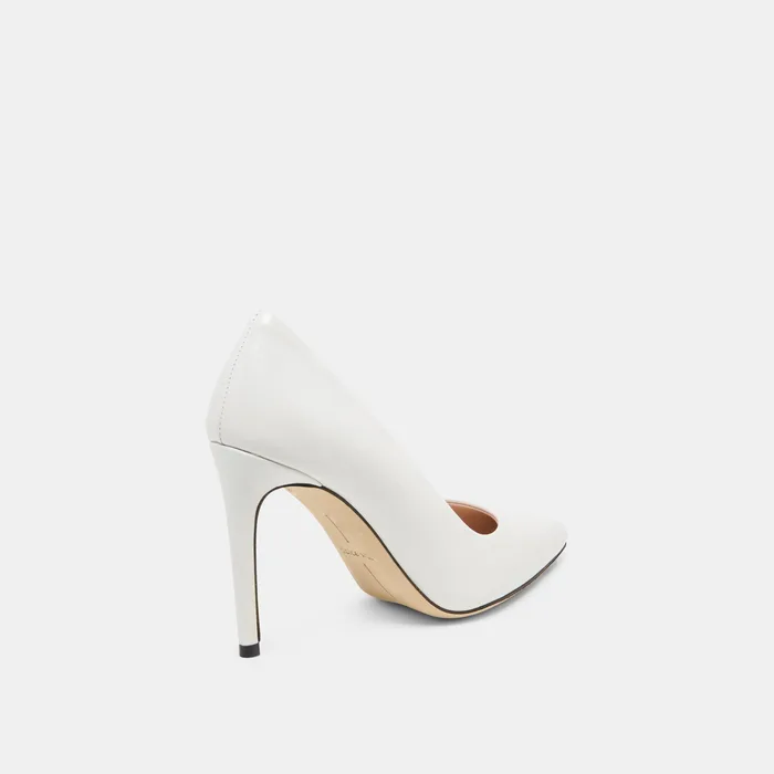 LANKY White Leather Closed-Toe Pump Stiletto Heels — view 4