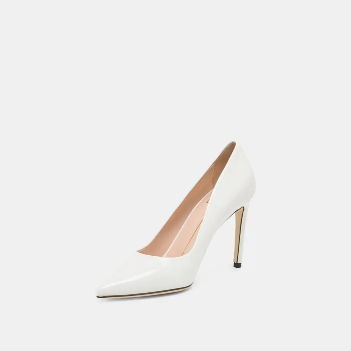 LANKY White Leather Closed-Toe Pump Stiletto Heels — view 5