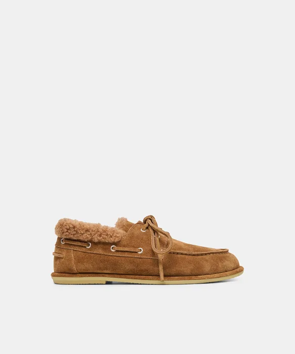 LAUNA Brown Suede Plush Moccasin Flats — view 2