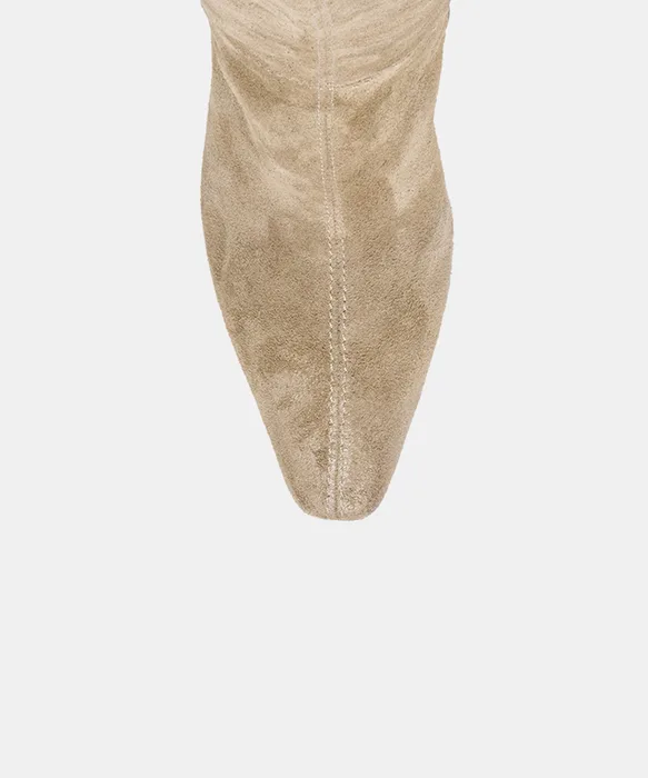LAYNA Taupe Suede Block-Heel Knee-High Boots — view 4