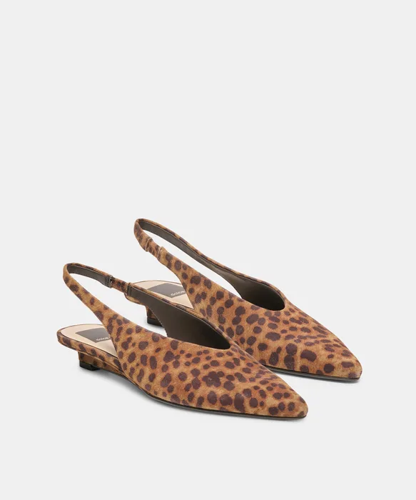 LEEROY Dk Leopard Printed Suede Pointed-Toe Slingback Heels — view 3