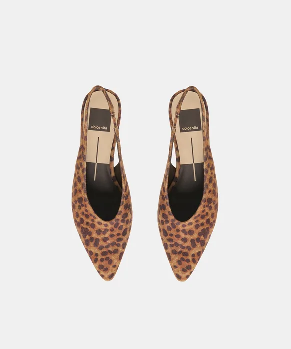 LEEROY Dk Leopard Printed Suede Pointed-Toe Slingback Heels — view 4