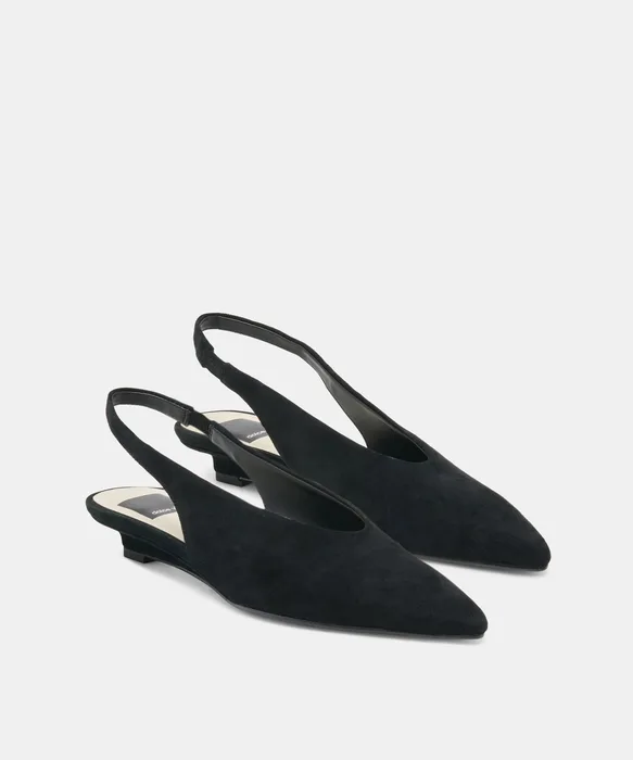 LEEROY Onyx Suede Pointed-Toe Slingback Heels — view 3
