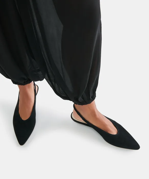 LEEROY Onyx Suede Pointed-Toe Slingback Heels — view 5