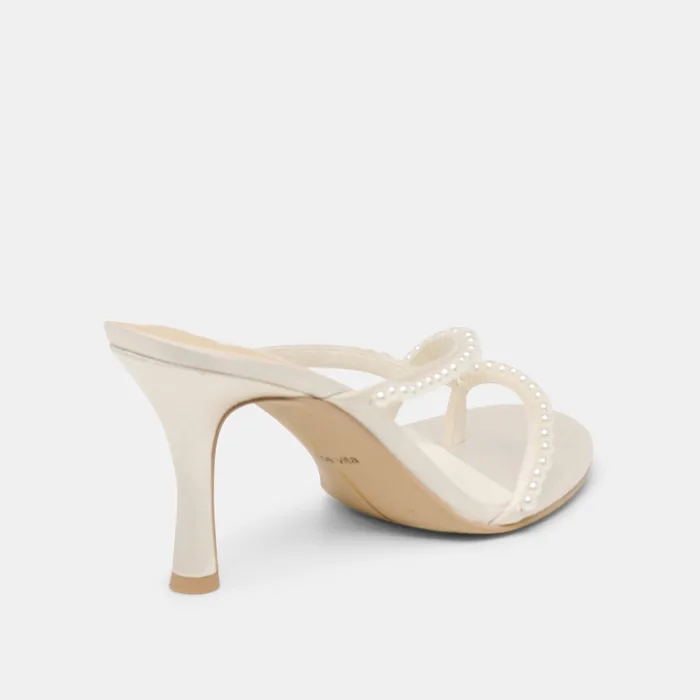 Liano Pearl Off White Satin Heels — view 6