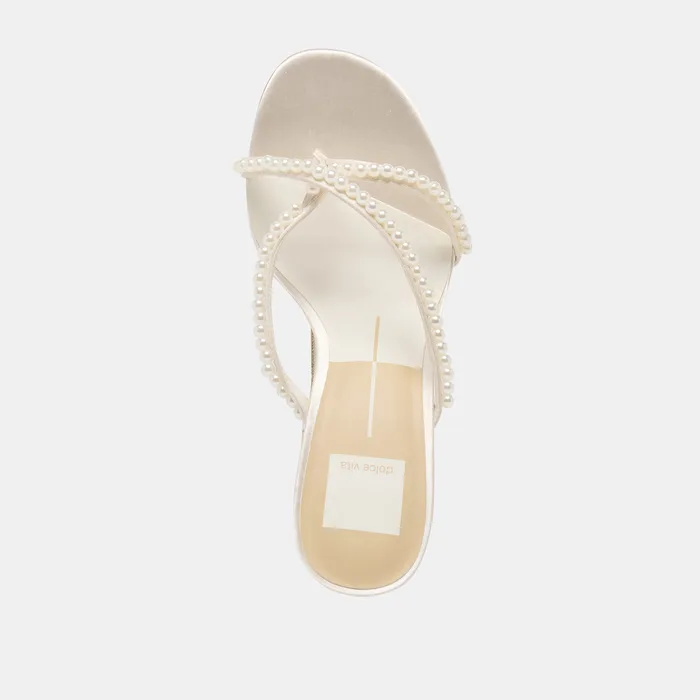 Liano Pearl Off White Satin Heels — view 13