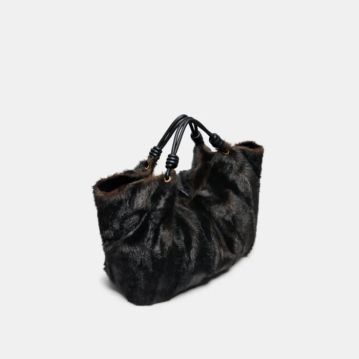 LILEE Espresso Faux Fur Tote Bag — view 4