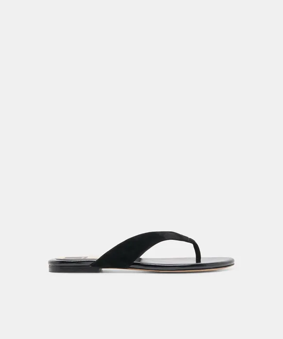 LINNET Onyx Suede Flip-Flop Thong Sandals — view 2
