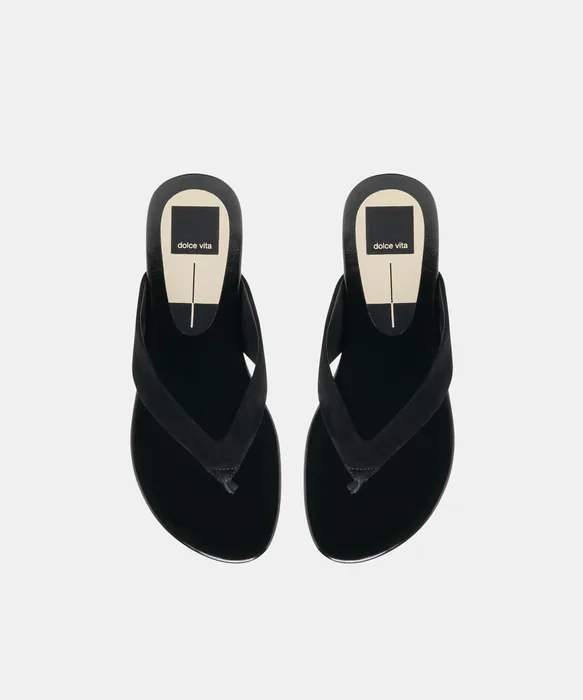 LINNET Onyx Suede Flip-Flop Thong Sandals — view 4