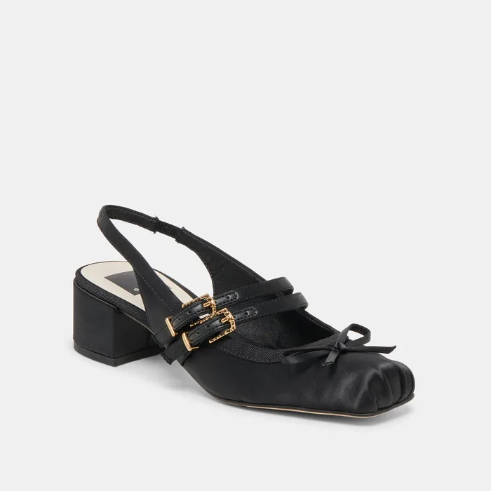 Loris Onyx Satin Heels — view 4