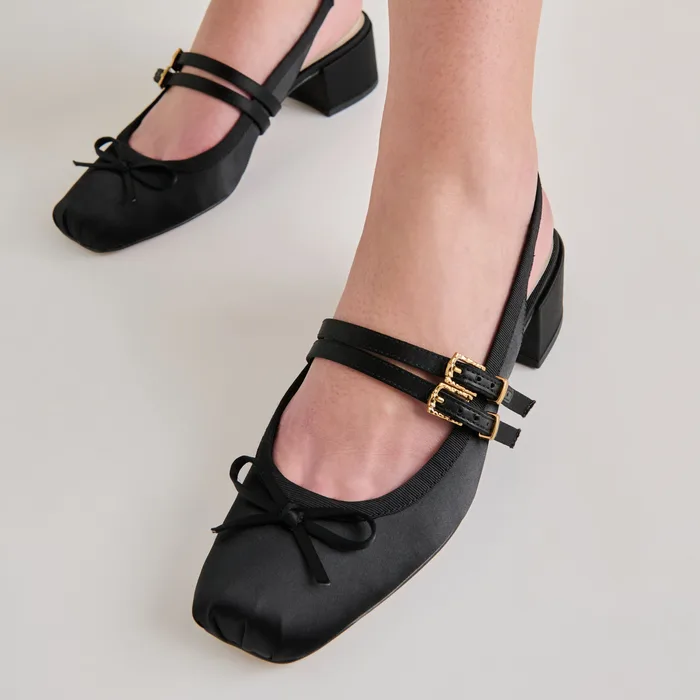Loris Onyx Satin Heels — view 5