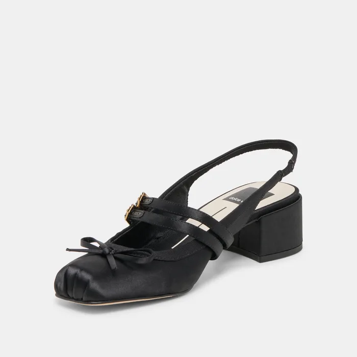Loris Onyx Satin Heels — view 7