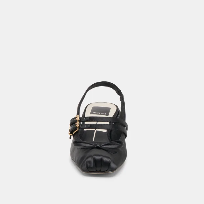 Loris Onyx Satin Heels — view 9