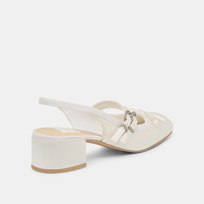 Loris True White Satin Heels — view 5