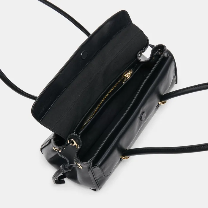 LUSSO SHOULDER BAG BLACK LEATHER
