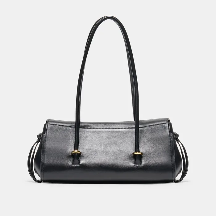 LUSSO Black Leather Shoulder Bag — view 5