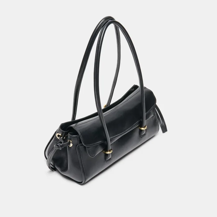 LUSSO Black Leather Shoulder Bag — view 6